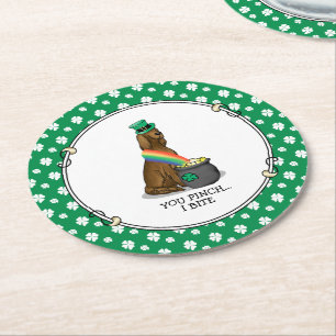 St. Patrick's Day Irish Setter Dog (rot 1) Funny Runder Pappuntersetzer