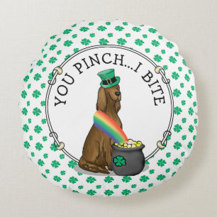 St. Patrick's Day Irish Setter Dog (rot 1) Funny Rundes Kissen
