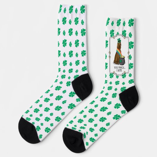 St. Patrick's Day Irish Setter Dog (rot 1) Funny Socken (Linkes Detail)