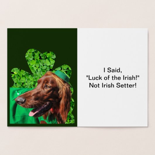 St. Patrick's Day Irish Setter in Clovers, ZSSG Folienkarte (Innenseite)