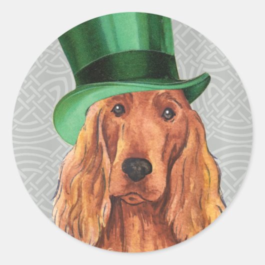 St. Patrick's Day Irish Setter Runder Aufkleber (Vorderseite)