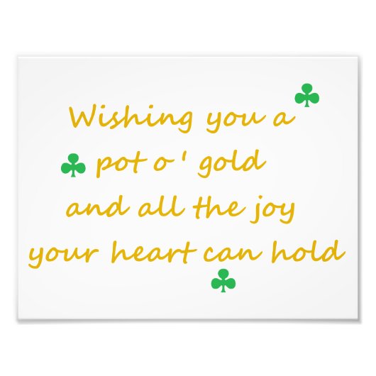 St. Patrick's Day Irish Sprichwort 8.5 "x11" Print Fotodruck (Vorne)