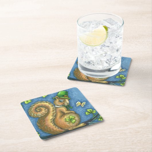 ST. PATRICK'S DAY IRISH SQUIRREL FERIENPARTEI RECHTECKIGER PAPPUNTERSETZER (Vor Ort)