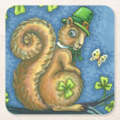 ST. PATRICK'S DAY IRISH SQUIRREL FERIENPARTEI RECHTECKIGER PAPPUNTERSETZER (Vorderseite)