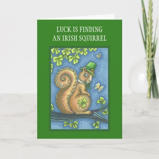 ST. PATRICKS DAY IRISH SQUIRREL GREETING CARD Vers Karte (Vorderseite)