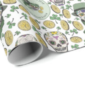 St Patrick's Day Irish Sugar Skull Custom Geschenkpapier (Rolleneckpunkt)