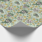 St Patrick's Day Irish Sugar Skull Custom Geschenkpapier (Ecke)