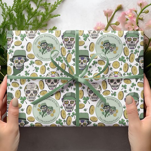 St Patrick's Day Irish Sugar Skull Custom Geschenkpapier