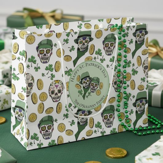 St Patrick's Day Irish Sugar Skull Custom Große Geschenktüte