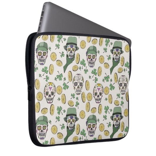 St Patrick's Day Irish Sugar Skull Custom Laptopschutzhülle (Vorne Rechts)