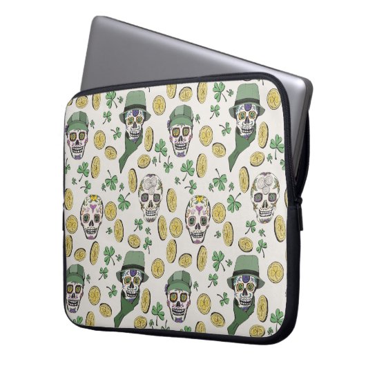 St Patrick's Day Irish Sugar Skull Custom Laptopschutzhülle (Vorderseite Links)