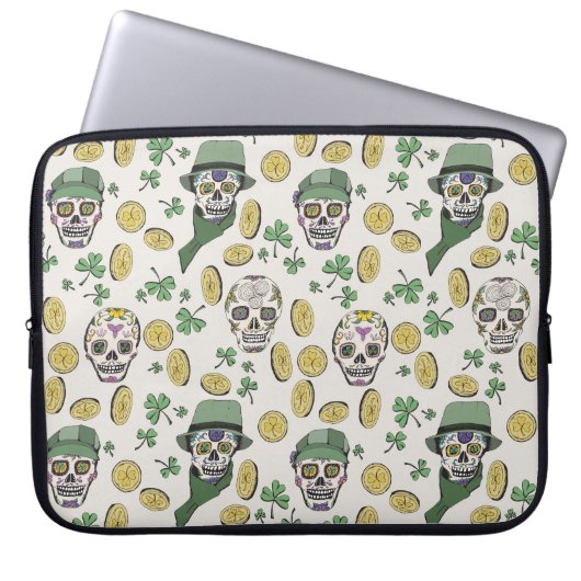 St Patrick's Day Irish Sugar Skull Custom Laptopschutzhülle (Vorderseite)