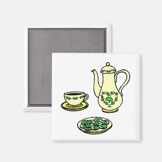 St. Patrick's Day Irish Tea Set Magnet (Vorderseite/Rückseite)