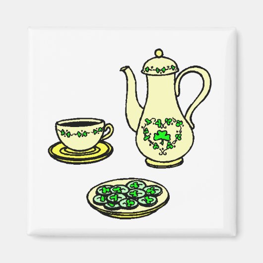 St. Patrick's Day Irish Tea Set Magnet (Vorne)