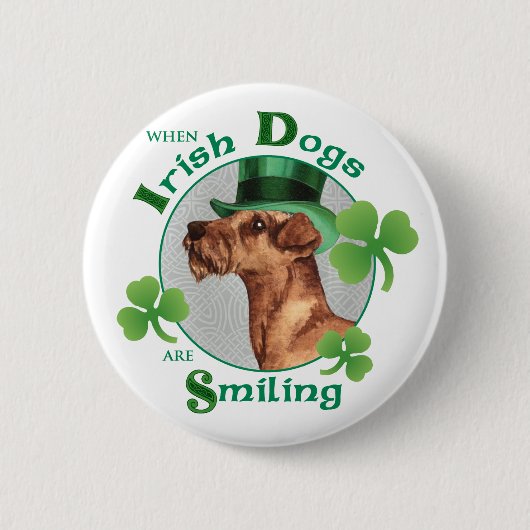 St Patrick's Day Irish Terrier Button (Vorderseite)