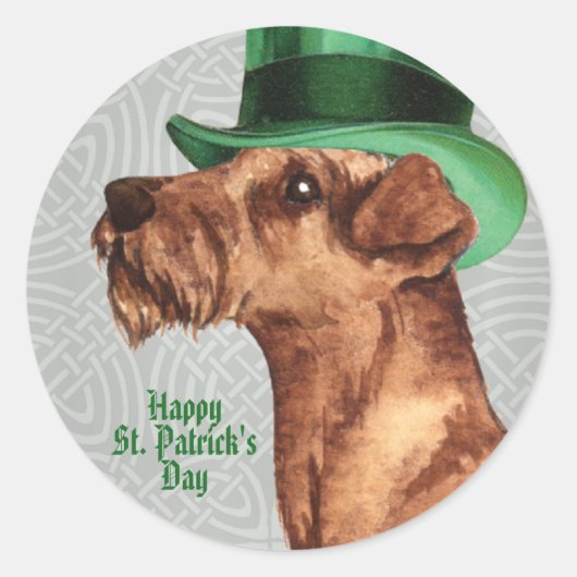 St. Patrick's Day Irish Terrier Classic Round Stic Runder Aufkleber (Vorderseite)