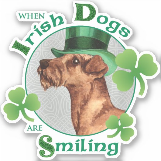 St. Patrick's Day Irish Terrier Vinyl Sticker (Vorderseite)