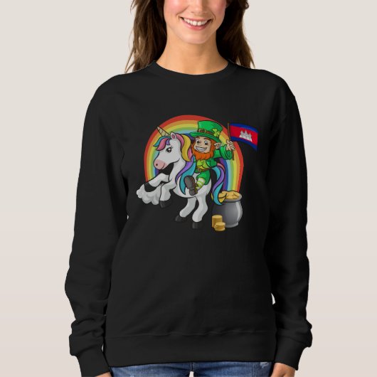 St Patricks Day Irish Unicorn Cambodia Khmer Cambo Sweatshirt (Vorderseite)