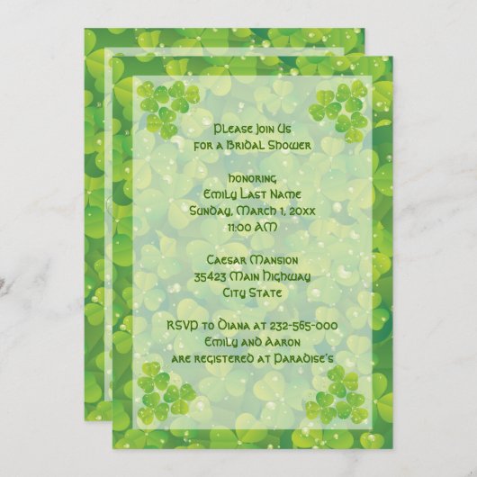 St. Patrick's Day Irish wedding Brautparty Einladung (Vorne/Hinten)