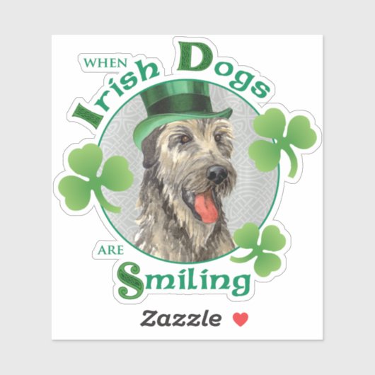 St. Patrick's Day Irish Wolfhound Vinyl Sticker (Blatt)