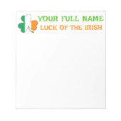 St. Patricks Day Irland Flag Shamrock Benutzerdefi Notizblock (Vorderseite)