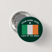 St. Patricks Day Irland Flagge Benutzername Shamro Button (Vorne & Hinten)