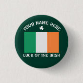 St. Patricks Day Irland Flagge Benutzername Shamro Button (Vorderseite)