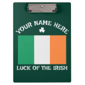 St. Patricks Day Irland Flagge Benutzername Shamro Klemmbrett (Vorderseite)