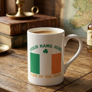 St. Patricks Day Irland Flagge Benutzername Shamro Porzellantasse