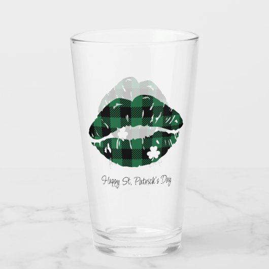 St. Patrick's Day Kariert Lips Glas (Rückseite)