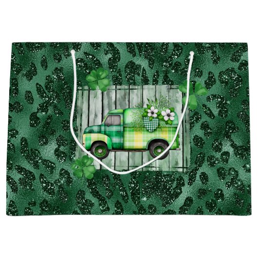 St. Patrick's Day Karierter Vintager Lkw Große Geschenktüte (Vorderseite)