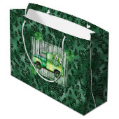 St. Patrick's Day Karierter Vintager Lkw Große Geschenktüte (Rückseite Schrägansicht)
