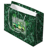 St. Patrick's Day Karierter Vintager Lkw Große Geschenktüte (Vorderseite Schrägansicht)