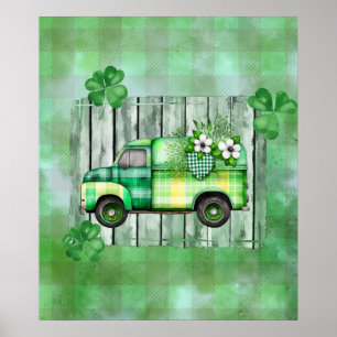 St. Patrick's Day Karierter Vintager Lkw Poster
