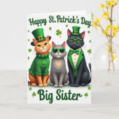 St. Patricks Day Karte für große Schwester mit Kat (Gelbe Blume)