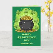 St. Patrick's Day Karte 'Glückstopf' (Gelbe Blume)