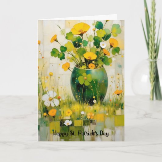 St. Patrick's Day Karte mit grüner Vase (Vorderseite)