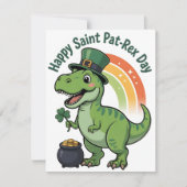 St. Patrick's Day Karte Pat Rex Dino (Vorderseite)