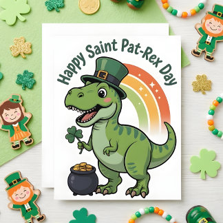 St. Patrick's Day Karte Pat Rex Dino