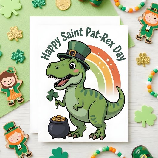 St. Patrick's Day Karte Pat Rex Dino