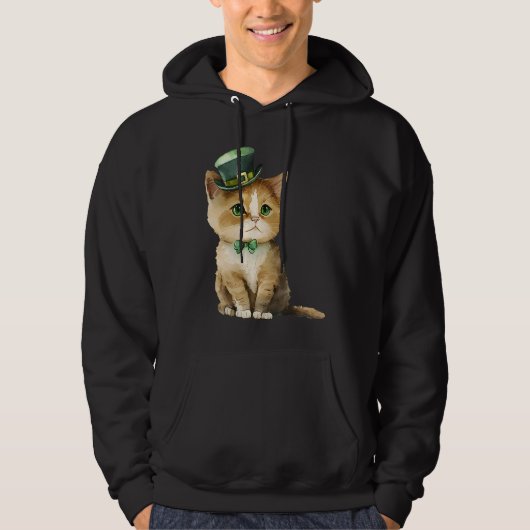 St. Patrick's Day Katze mit einem Koboldhut Hoodie (Vorderseite)