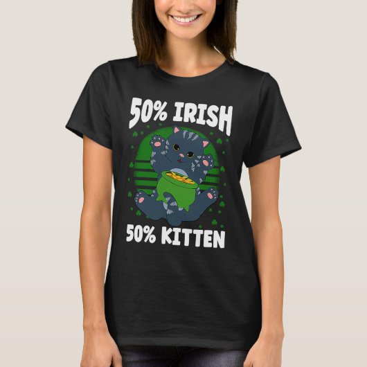St. Patrick's Day Katze mit St. Patrick's Hut T-Shirt (Vorderseite)
