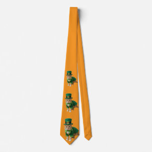St. Patricks Day Katze Orange Krawatte