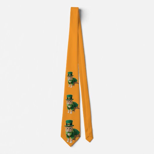 St. Patricks Day Katze Orange  Krawatte (Vorderseite)
