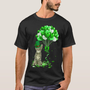 St Patricks Day Katze Shamrock Ballons Geh Glückli T-Shirt