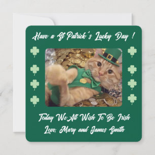 St. Patricks Day Katze Shamrock Flache Feiertagska Feiertagskarte