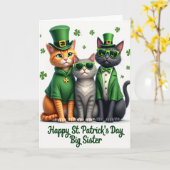 St. Patricks Day Katzen Karte für große Schwester (Gelbe Blume)