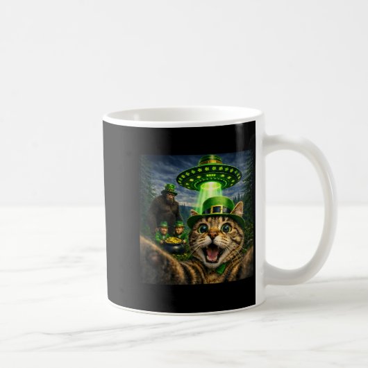 St. Patricks Day Katzen-Selfie mit Leprechaun Bigf Kaffeetasse (Rechts)