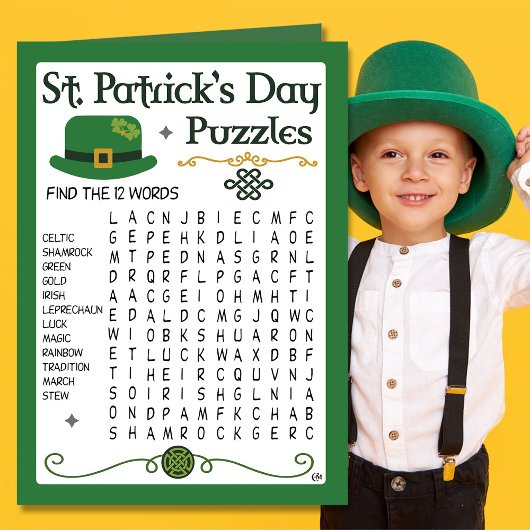 St Patrick's Day Kids Puzzles Activity Card Karte