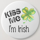 St. Patrick's Day Kiss Me Ich bin Irin, Kleeblatt, Button (Vorderseite)